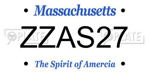 ZZAS27 Massachusetts License Plate