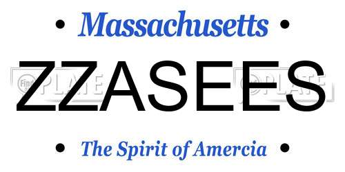 ZZASEES Massachusetts License Plate
