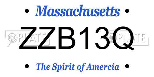 ZZB13Q Massachusetts License Plate