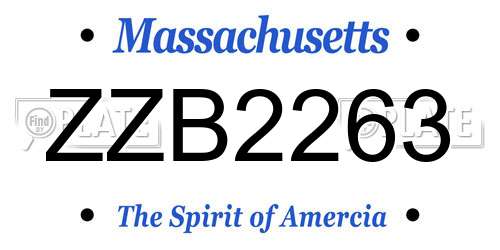 ZZB2263 Massachusetts License Plate