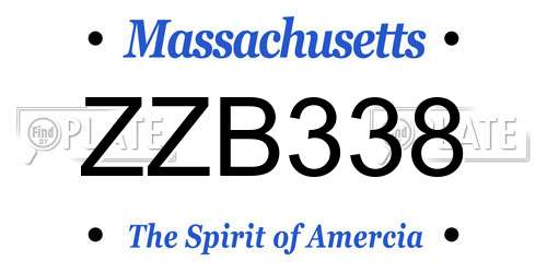 ZZB338 Massachusetts License Plate