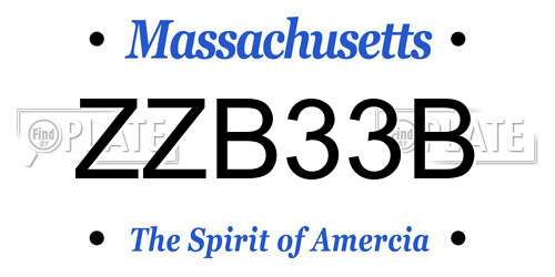 ZZB33B Massachusetts License Plate