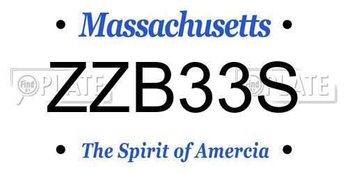 ZZB33S Massachusetts License Plate