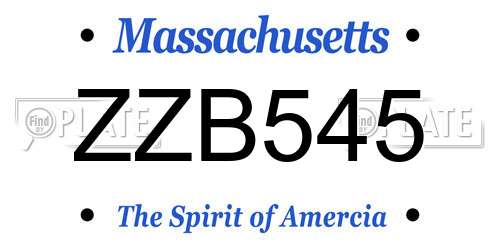 ZZB545 Massachusetts License Plate