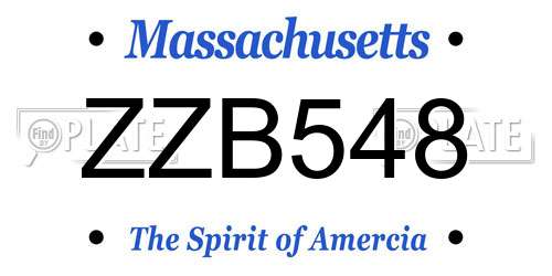 ZZB548 Massachusetts License Plate