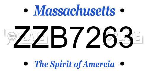 ZZB7263 Massachusetts License Plate