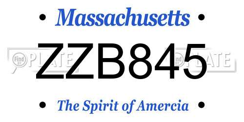 ZZB845 Massachusetts License Plate