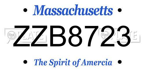ZZB8723 Massachusetts License Plate