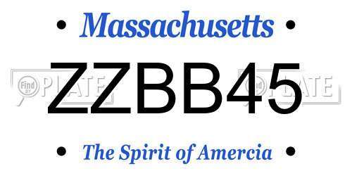 ZZBB45 Massachusetts License Plate