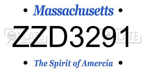 ZZD3291 Massachusetts License Plate