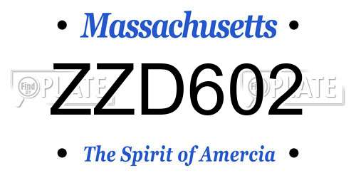 ZZD602 Massachusetts License Plate