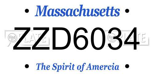 ZZD6034 Massachusetts License Plate