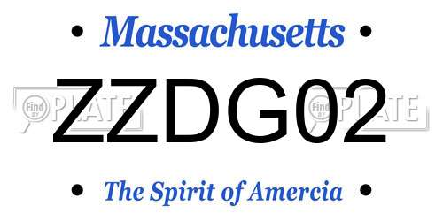 ZZDG02 Massachusetts License Plate