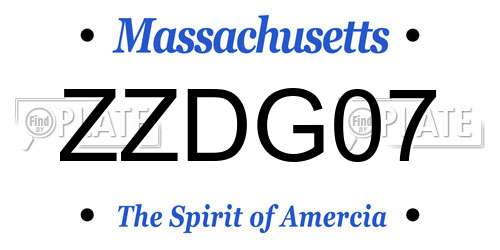ZZDG07 Massachusetts License Plate