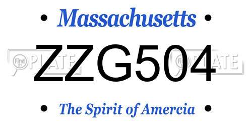 ZZG504 Massachusetts License Plate