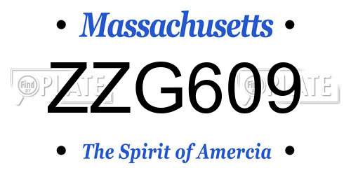 ZZG609 Massachusetts License Plate