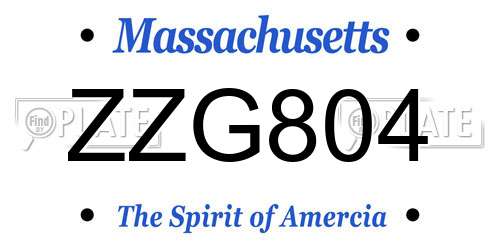 ZZG804 Massachusetts License Plate