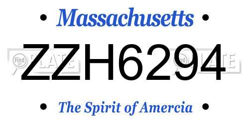ZZH6294 Massachusetts License Plate