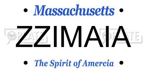 ZZIMAIA Massachusetts License Plate