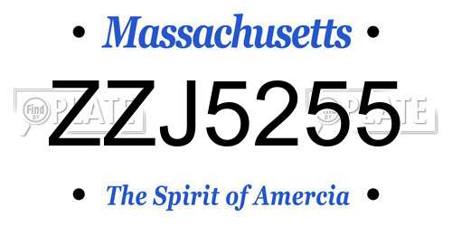 ZZJ5255 Massachusetts License Plate