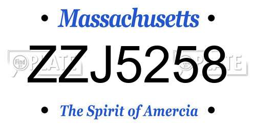 ZZJ5258 Massachusetts License Plate