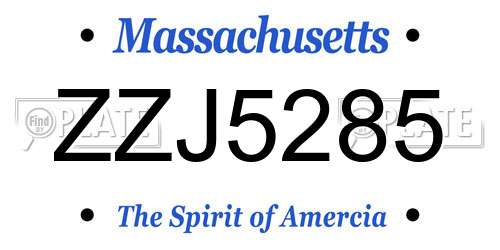 ZZJ5285 Massachusetts License Plate