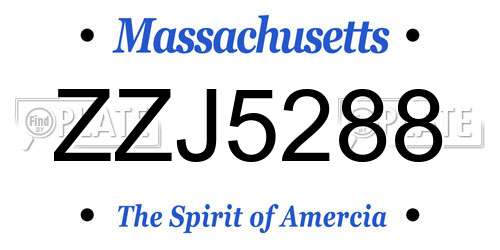 ZZJ5288 Massachusetts License Plate