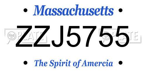 ZZJ5755 Massachusetts License Plate