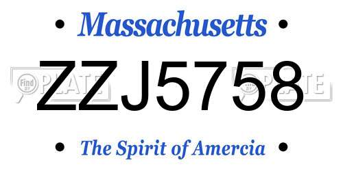 ZZJ5758 Massachusetts License Plate