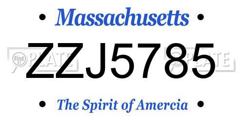 ZZJ5785 Massachusetts License Plate