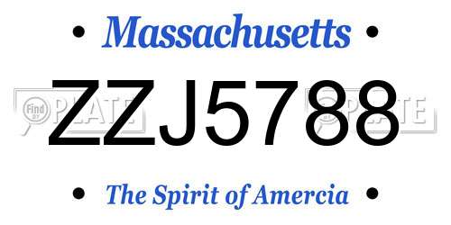 ZZJ5788 Massachusetts License Plate
