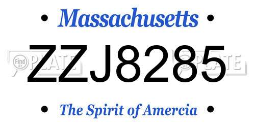 ZZJ8285 Massachusetts License Plate
