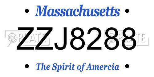 ZZJ8288 Massachusetts License Plate