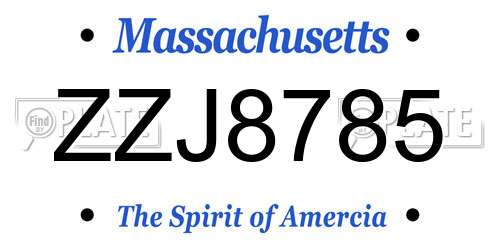 ZZJ8785 Massachusetts License Plate