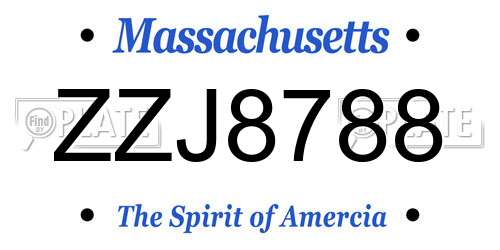 ZZJ8788 Massachusetts License Plate