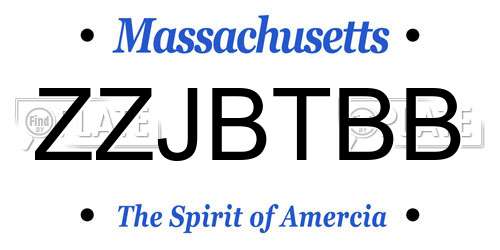 ZZJBTBB Massachusetts License Plate
