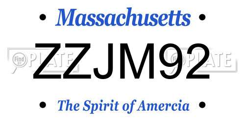 ZZJM92 Massachusetts License Plate