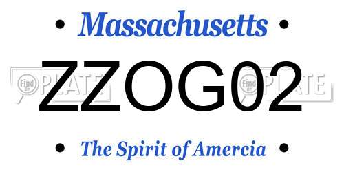 ZZOG02 Massachusetts License Plate