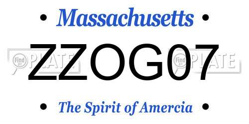 ZZOG07 Massachusetts License Plate