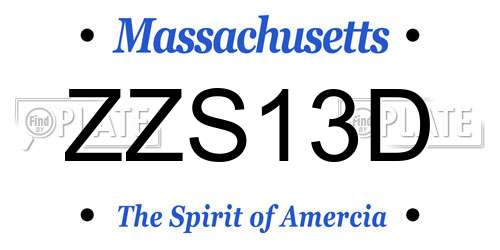 ZZS13D Massachusetts License Plate
