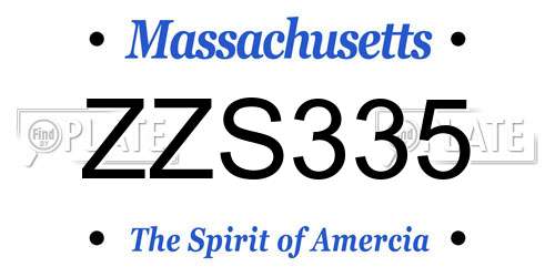 ZZS335 Massachusetts License Plate
