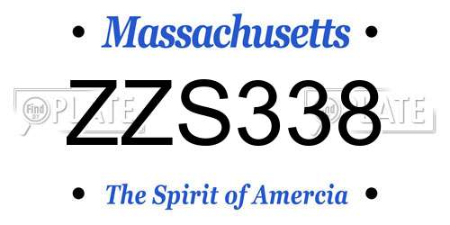 ZZS338 Massachusetts License Plate