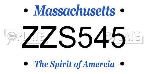 ZZS545 Massachusetts License Plate