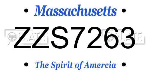 ZZS7263 Massachusetts License Plate