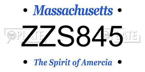 ZZS845 Massachusetts License Plate