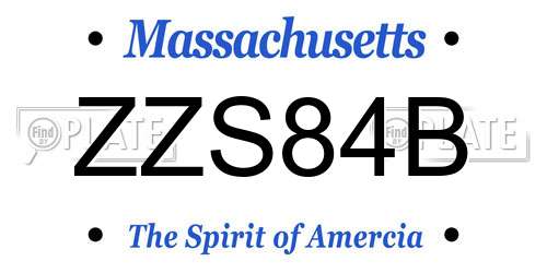 ZZS84B Massachusetts License Plate