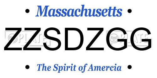 ZZSDZGG Massachusetts License Plate