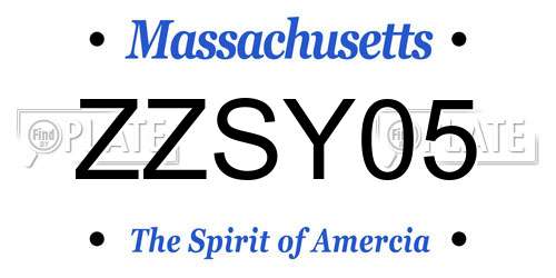 ZZSY05 Massachusetts License Plate