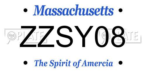 ZZSY08 Massachusetts License Plate