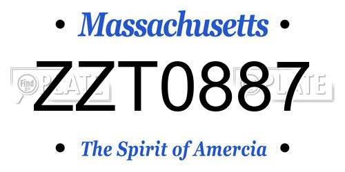 ZZT0887 Massachusetts License Plate